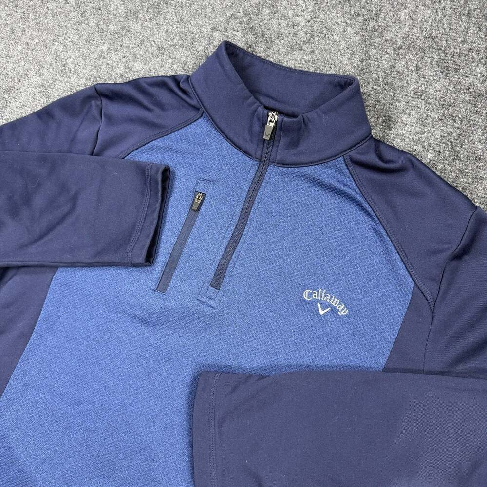 Callaway Golf Men’s Large Blue Navy 1/4 Zip Pullover Fleece Performance Jacket